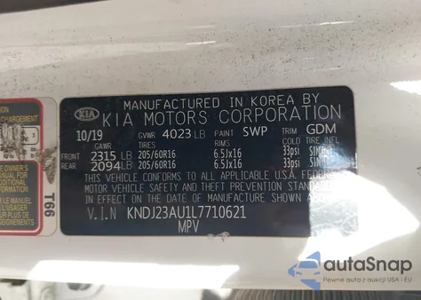 2020 Kia Soul Lx from USA, damaged, VIN KNDJ23AU1L7710621